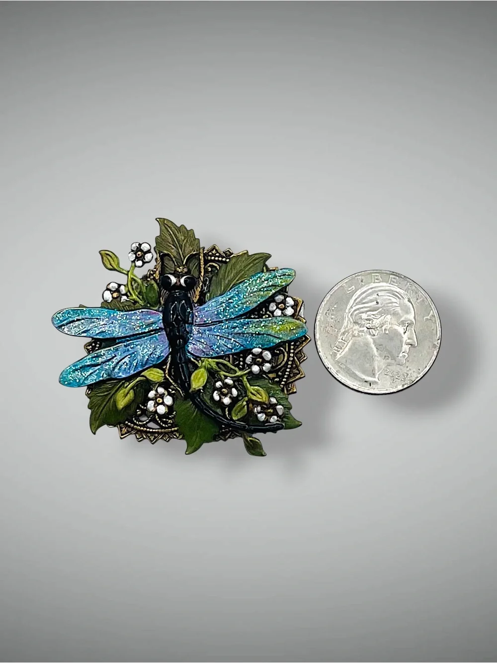 Cute Art Nouveau Style Enamel Dragonfly Garden Lapel Brooch